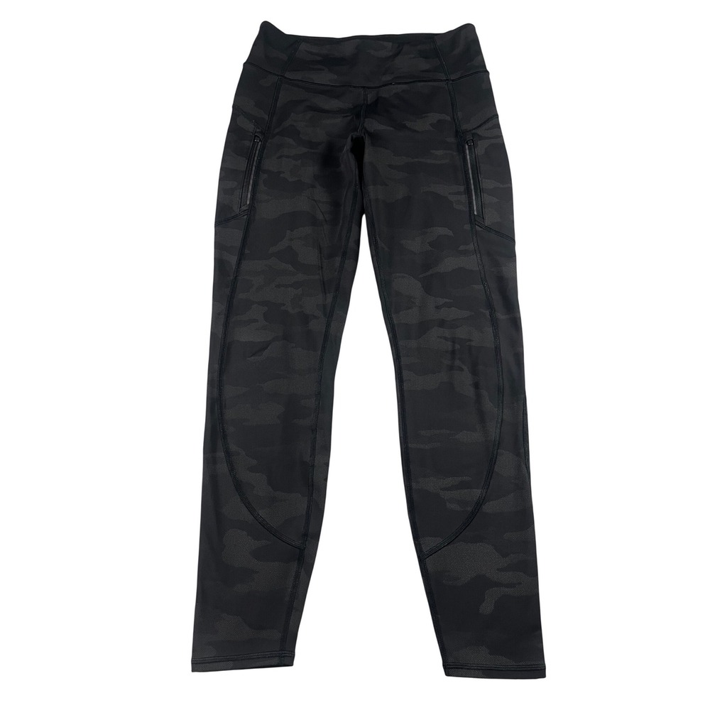 Athleta Rainier Reflective Tight Black Camo High Rise Leggings Small S P Pockets